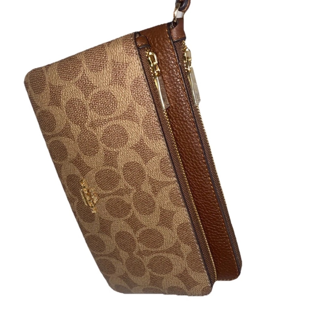 Coach Signature Tan Wristlet Clutch - Picture 7 of 15